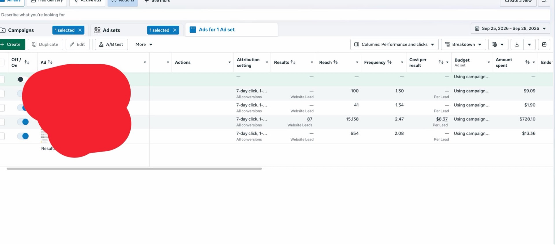 Insurance Lead Funnel results screenshot