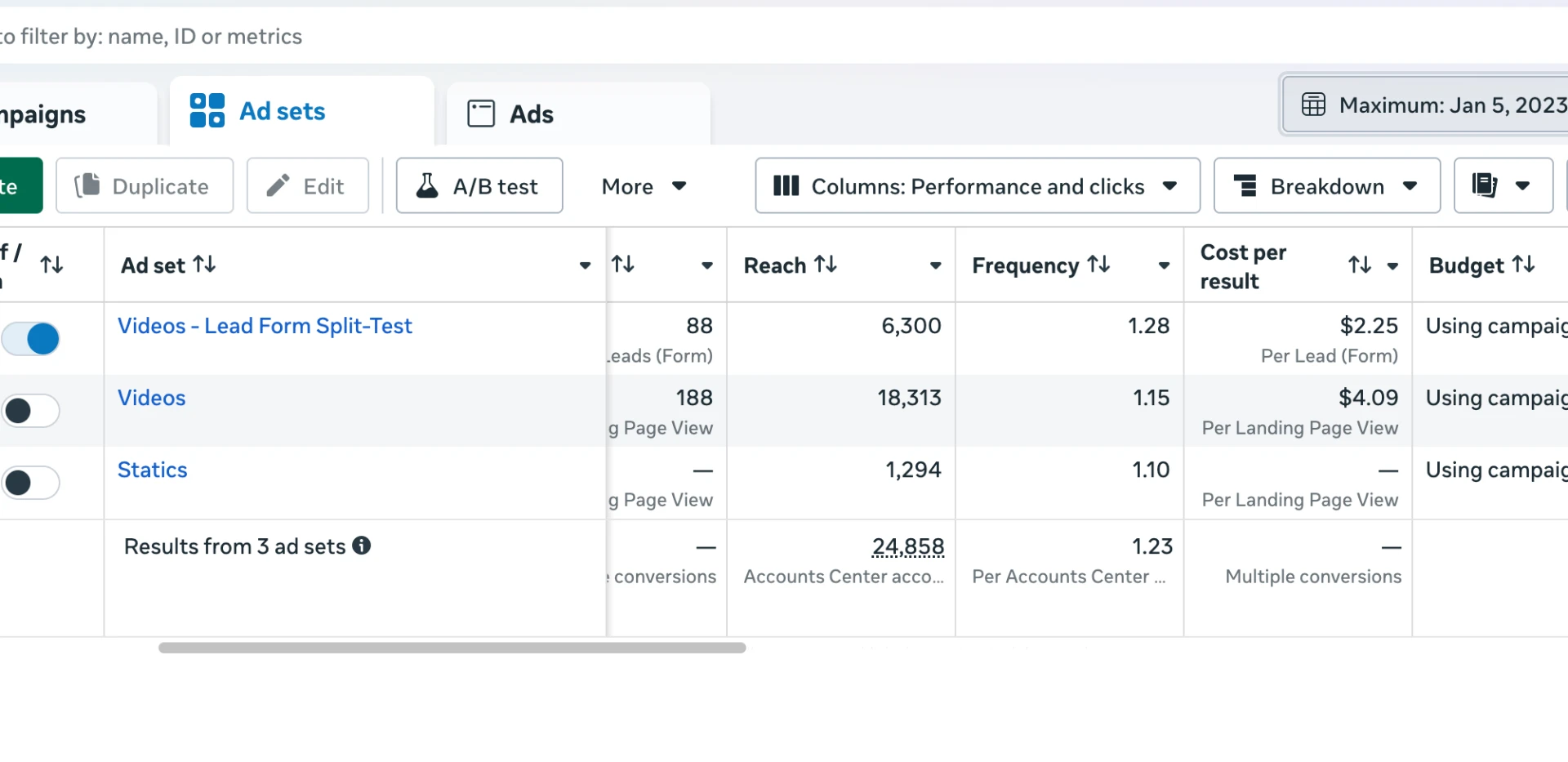Real Estate Coaching results screenshot